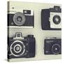 4 Vintage Cameras-Tom Quartermaine-Stretched Canvas