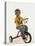 4 Year Old Boy Posing on His Tricycle, New York, New York, USA-Paul Sutton-Stretched Canvas