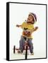 4 Year Old Boy Posing on His Tricycle, New York, New York, USA-Paul Sutton-Framed Stretched Canvas