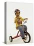 4 Year Old Boy Posing on His Tricycle, New York, New York, USA-Paul Sutton-Stretched Canvas