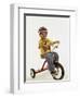 4 Year Old Boy Posing on His Tricycle, New York, New York, USA-Paul Sutton-Framed Premium Photographic Print