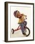 4 Year Old Boy Posing on His Tricycle, New York, New York, USA-Paul Sutton-Framed Photographic Print