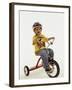 4 Year Old Boy Posing on His Tricycle, New York, New York, USA-Paul Sutton-Framed Photographic Print