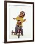 4 Year Old Boy Posing on His Tricycle, New York, New York, USA-Paul Sutton-Framed Photographic Print