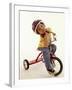 4 Year Old Boy Posing on His Tricycle, New York, New York, USA-Paul Sutton-Framed Photographic Print