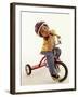 4 Year Old Boy Posing on His Tricycle, New York, New York, USA-Paul Sutton-Framed Photographic Print