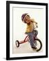 4 Year Old Boy Posing on His Tricycle, New York, New York, USA-Paul Sutton-Framed Photographic Print