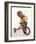 4 Year Old Boy Posing on His Tricycle, New York, New York, USA-Paul Sutton-Framed Photographic Print