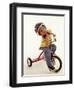 4 Year Old Boy Posing on His Tricycle, New York, New York, USA-Paul Sutton-Framed Photographic Print