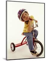 4 Year Old Boy Posing on His Tricycle, New York, New York, USA-Paul Sutton-Mounted Photographic Print