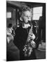 4 Year Old Preacher Marjoe Gortner, Playing the Saxaphone-null-Mounted Photographic Print
