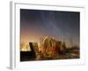 45-Minute Exposure for Circular Star Tracks over This Run-Down Barn Near Iron River, Wisconsin-null-Framed Photographic Print