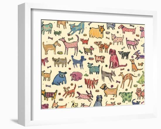 46 dogs, 2017, ink and collage-Sarah Battle-Framed Giclee Print