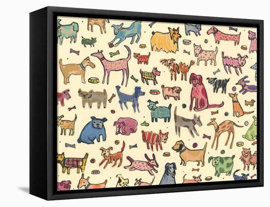 46 dogs, 2017, ink and collage-Sarah Battle-Framed Stretched Canvas