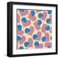 4th of July, American Independence Day Pattern-Allies Interactive-Framed Art Print