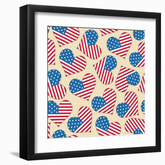 4th of July, American Independence Day Pattern-Allies Interactive-Framed Art Print