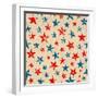 4th of July, American Independence Day Pattern-Allies Interactive-Framed Art Print