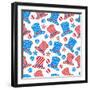 4th of July, American Independence Day Pattern-Allies Interactive-Framed Art Print