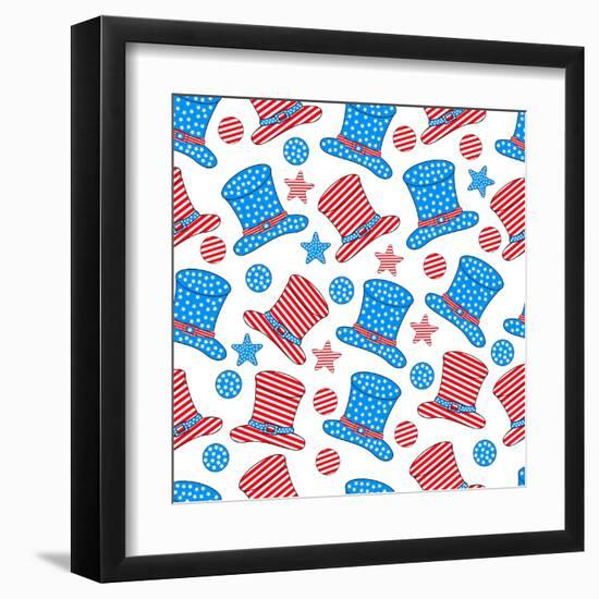 4th of July, American Independence Day Pattern-Allies Interactive-Framed Art Print