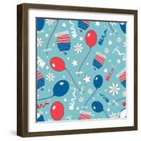 4th of July, American Independence Day Pattern-Allies Interactive-Framed Art Print