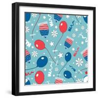 4th of July, American Independence Day Pattern-Allies Interactive-Framed Art Print