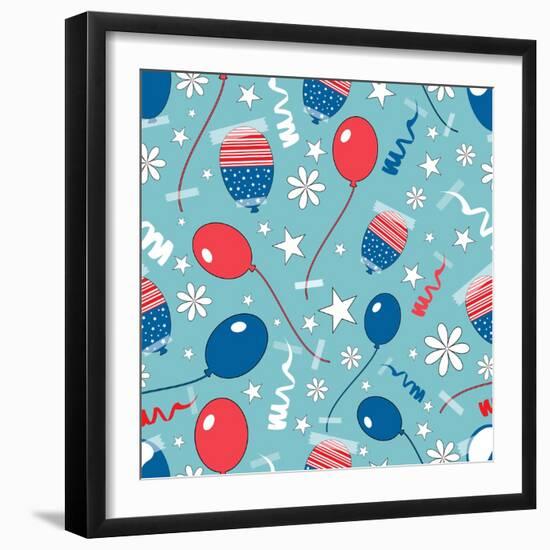 4th of July, American Independence Day Pattern-Allies Interactive-Framed Art Print