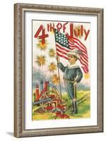 4th of July, Boy with Flag-null-Framed Art Print