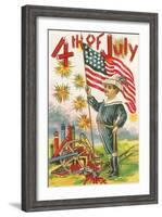 4th of July, Boy with Flag-null-Framed Art Print