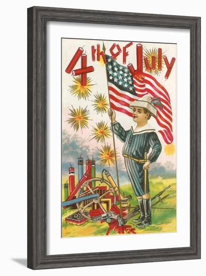 4th of July, Boy with Flag-null-Framed Art Print