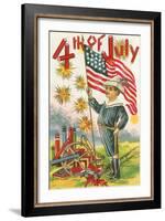 4th of July, Boy with Flag-null-Framed Art Print