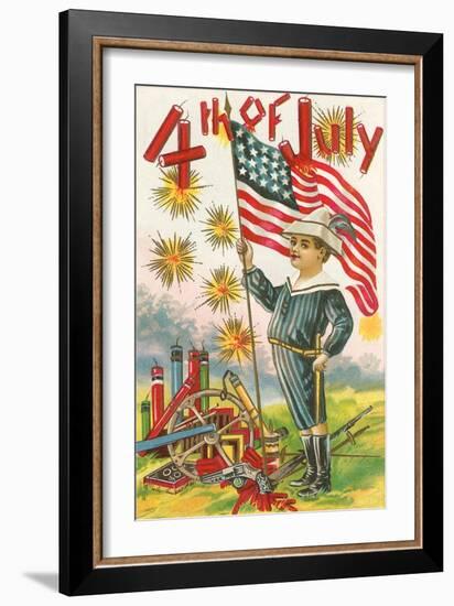 4th of July, Boy with Flag-null-Framed Art Print