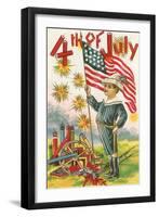 4th of July, Boy with Flag-null-Framed Art Print