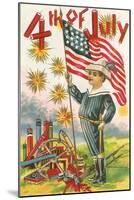 4th of July, Boy with Flag-null-Mounted Art Print