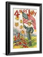 4th of July, Boy with Flag-null-Framed Art Print
