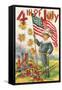 4th of July, Boy with Flag-null-Framed Stretched Canvas