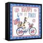 4th of July Dogs on Bike-Jean Plout-Framed Stretched Canvas