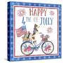 4th of July Dogs on Bike-Jean Plout-Stretched Canvas