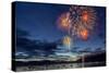 4th of July Fireworks over Whitefish Lake in Whitefish, Montana-Chuck Haney-Stretched Canvas