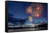 4th of July Fireworks over Whitefish Lake in Whitefish, Montana-Chuck Haney-Framed Stretched Canvas