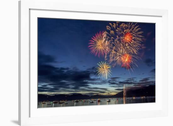 4th of July Fireworks over Whitefish Lake in Whitefish, Montana-Chuck Haney-Framed Photographic Print