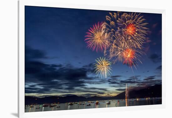 4th of July Fireworks over Whitefish Lake in Whitefish, Montana-Chuck Haney-Framed Photographic Print