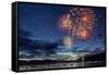 4th of July Fireworks over Whitefish Lake in Whitefish, Montana-Chuck Haney-Framed Stretched Canvas