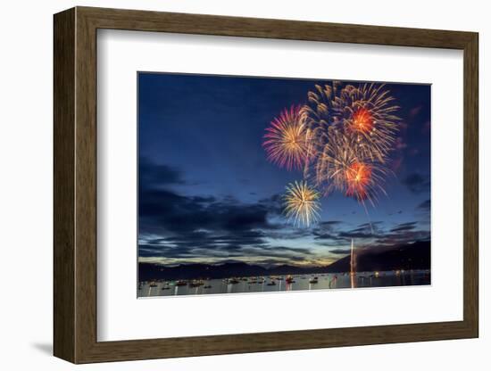 4th of July Fireworks over Whitefish Lake in Whitefish, Montana-Chuck Haney-Framed Photographic Print