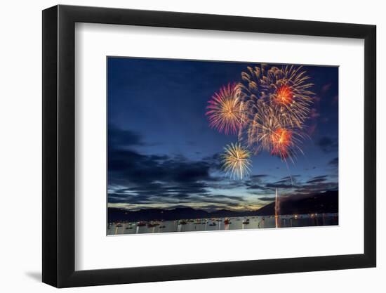 4th of July Fireworks over Whitefish Lake in Whitefish, Montana-Chuck Haney-Framed Photographic Print