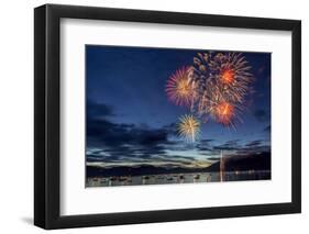 4th of July Fireworks over Whitefish Lake in Whitefish, Montana-Chuck Haney-Framed Photographic Print