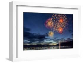 4th of July Fireworks over Whitefish Lake in Whitefish, Montana-Chuck Haney-Framed Photographic Print