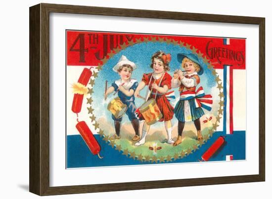 4th of July Greetings, Child Fife and Drum Corps-null-Framed Art Print