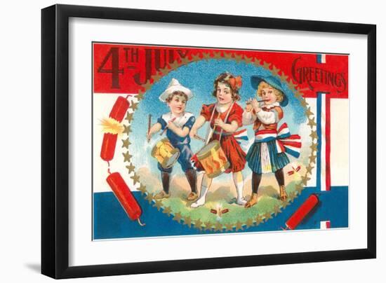 4th of July Greetings, Child Fife and Drum Corps-null-Framed Art Print