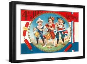 4th of July Greetings, Child Fife and Drum Corps-null-Framed Art Print