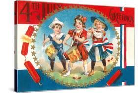 4th of July Greetings, Child Fife and Drum Corps-null-Stretched Canvas